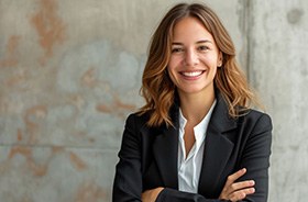 Confident, smiling business woman with perfect teeth