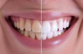 Woman’s smile before and after teeth whitening