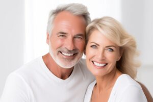 Portrait of mature couple with beautiful teeth